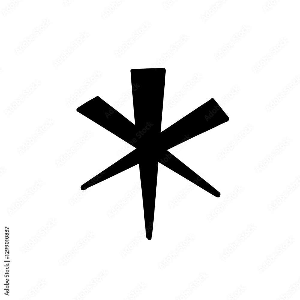 Obraz premium Magic Bold asterisk symbol in hand drawn style. Vector illustration isolated on white background. For typography, font, shop, logo, alphabet, sales, signboard, education, branding, presentation