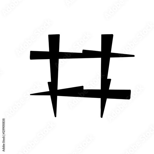 Magic Bold pound key symbol in hand drawn style. Vector illustration isolated on white background. Typography, font, shop, logo, alphabet, sales, signboard, education, branding, presentation.