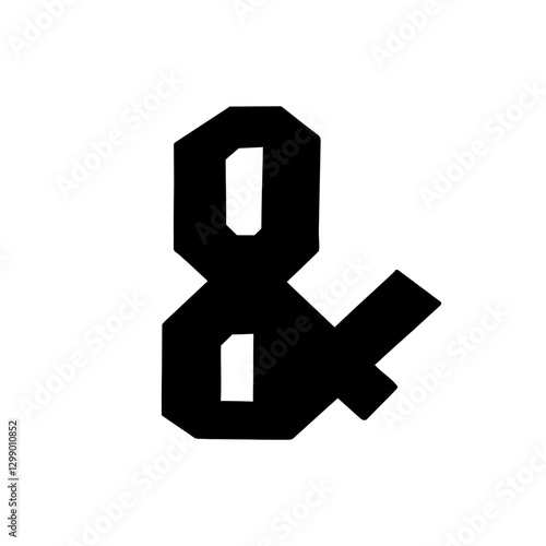 Magic Bold ampersand symbol in hand drawn style. Vector illustration isolated on white background. For typography, font, shop, logo, alphabet, sales, signboard, education, branding, presentation.