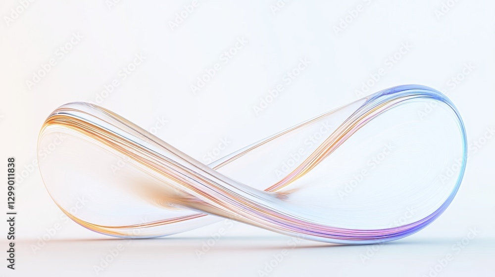 Abstract twisting infinity shape in gradient pastel tones on light background Abstract twisting infinity shape in gradient pastel tones on light background