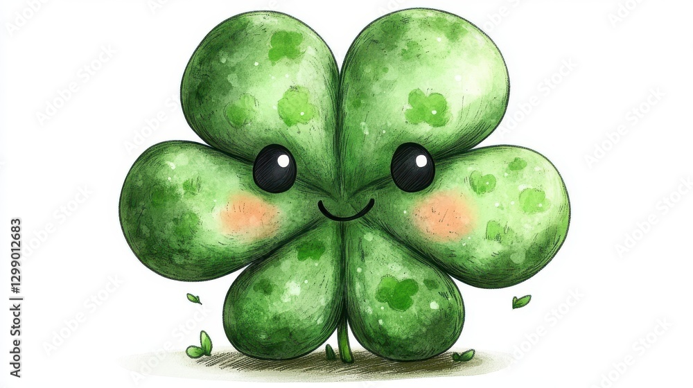 Obraz premium green four leaf clover isolated,cartoon