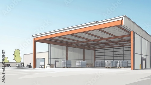 Wallpaper Mural Modern Warehouse Exterior Design with Open Structure Torontodigital.ca