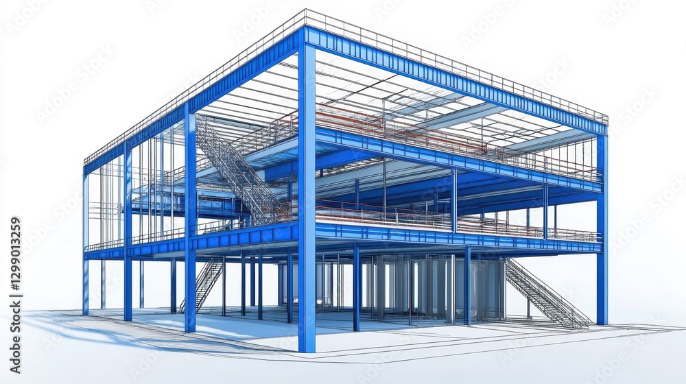 Obraz premium Modern Steel Structure in Construction Phase
