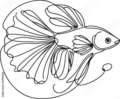 Guppy Fish Line Drawing – Simple Vector Art 