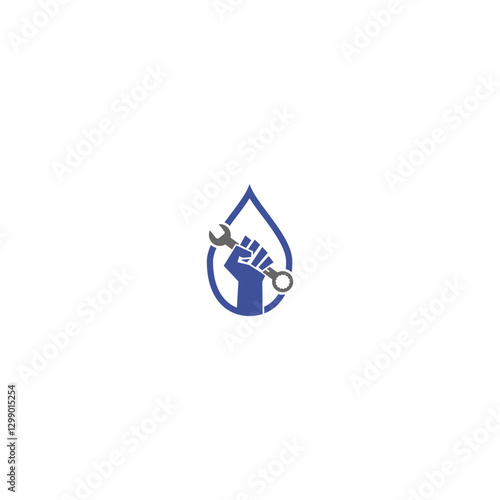 Plumbing work service, flat design logo icon isolated on white background