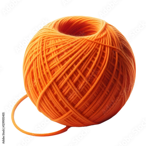 Vibrant orange yarn ball isolate on White background