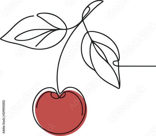 Cherry Line Drawing – Beautiful Vector Illustration for Graphics photo