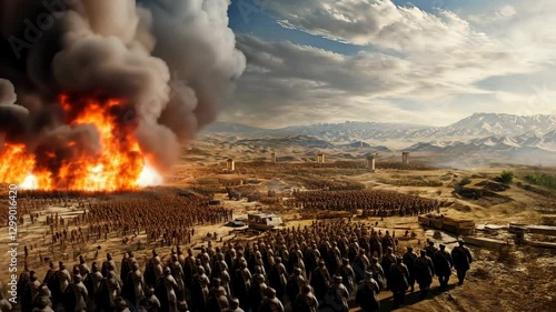 Scene of an ancient battle against enemies 4K