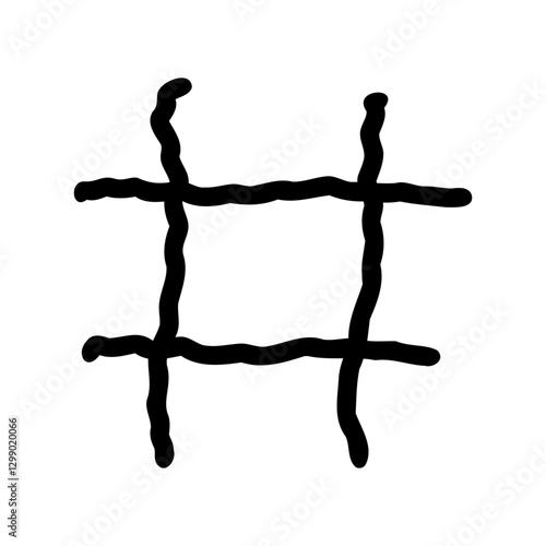 Rough pound key symbol in outline hand drawn style. Vector illustration isolated on white background. Typography, font, shop, logo, alphabet, sales, signboard, education, branding, presentation.