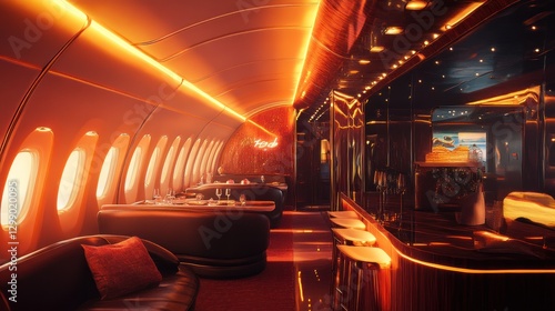 Luxurious Airplane Interior Dining Area photo