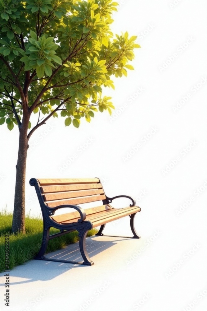 Modern metal park bench, clean lines White background , texture, minimalist Modern metal park bench, clean lines White background , texture, minimalist