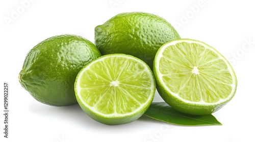 a group of limes with one cut in half