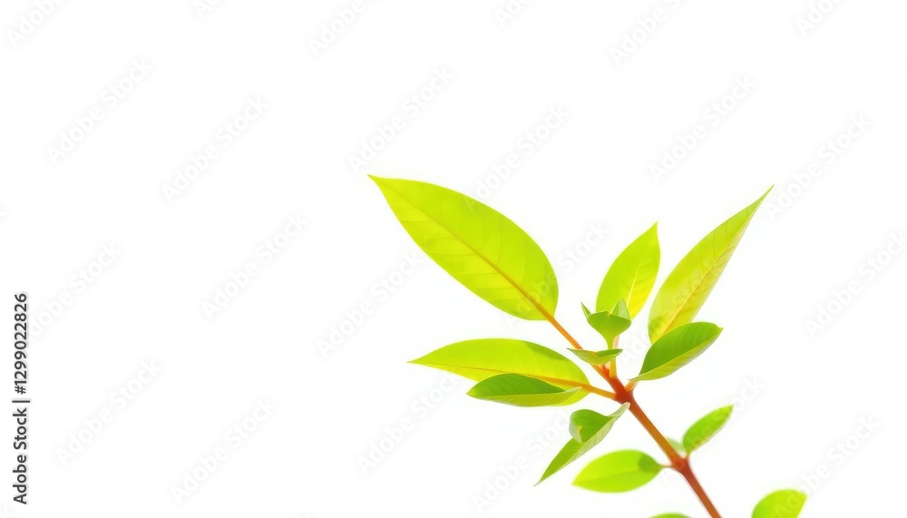 Single vibrant green plant, isolated on pure white backdrop, foliage, illustration Single vibrant green plant, isolated on pure white backdrop, foliage, illustration