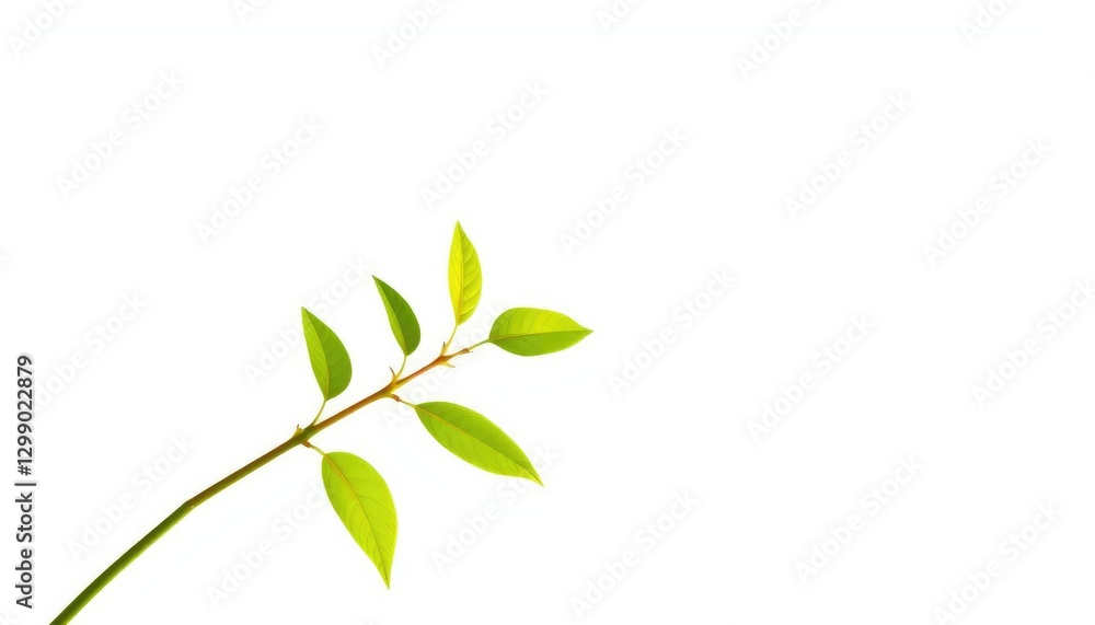 Obraz premium Single vibrant green plant, isolated on pure white background, fresh, background