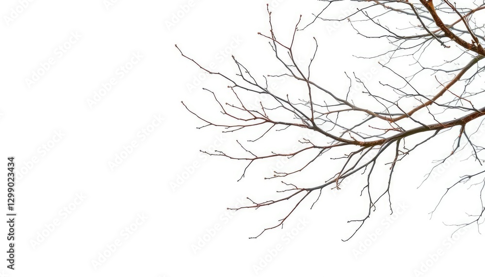 Fototapeta premium Intricate bare branches against a pure white backdrop, branches, bough
