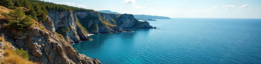 Rugged cliffs, pristine Lake Superior shoreline, Michigan, beautiful Rugged cliffs, pristine Lake Superior shoreline, Michigan, beautiful