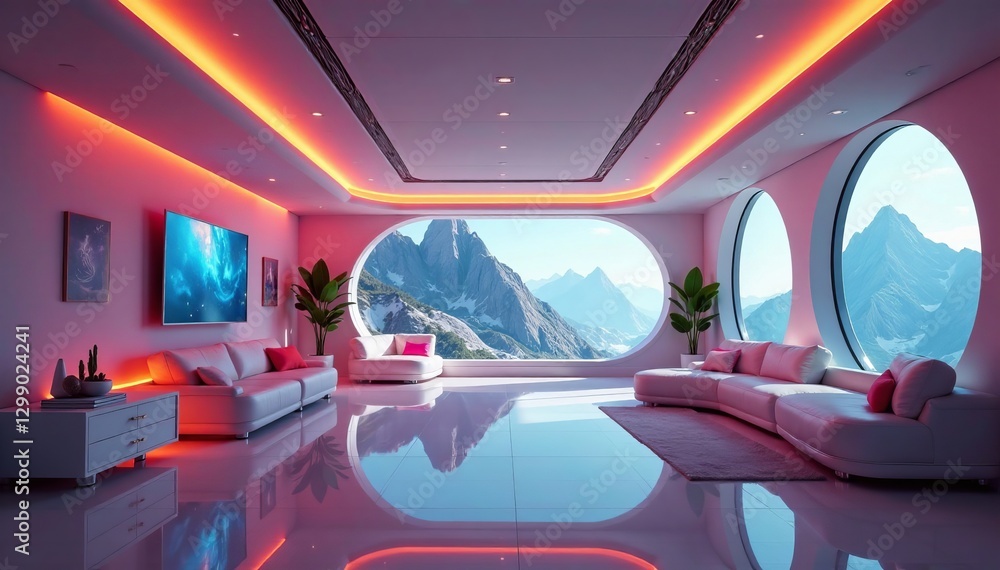 Futuristic interior design with clean lines and spacious layout, architecture, minimalistic Futuristic interior design with clean lines and spacious layout, architecture, minimalistic