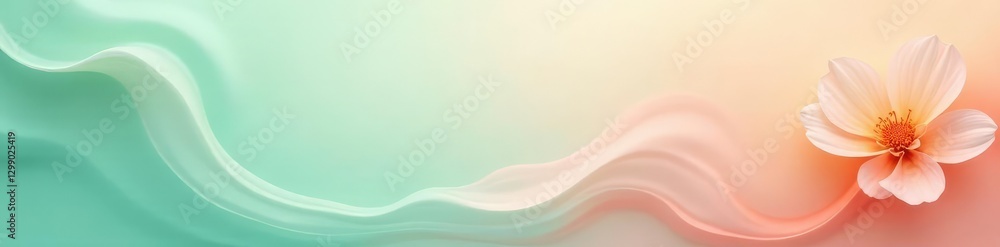 Obraz premium Swirling soft mint and peach hues on a gradient background, colors, floral