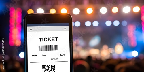 Summer Concert Concept. Your Digital Concert Pass Awaits! Secure your spot at the show with this mobile ticket. Get ready for an unforgettable night!