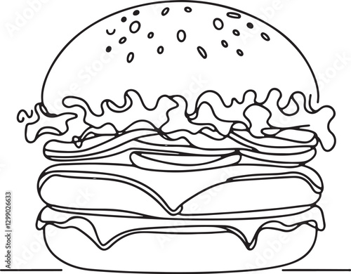 Burger Line Art Design - Simple Vector Drawing