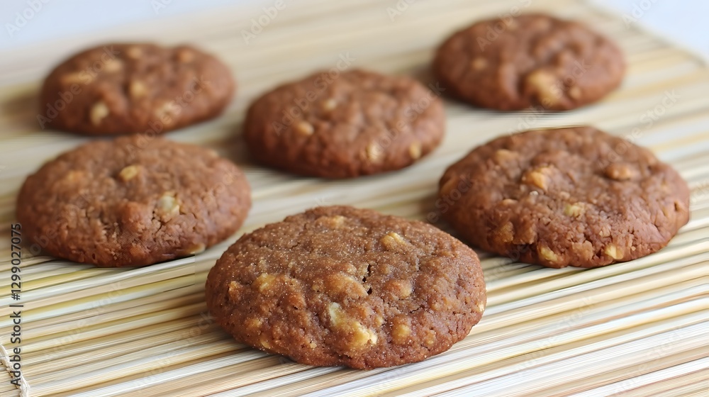 Delicious Homemade Oatmeal Cookies on Wooden Board Delicious Homemade Oatmeal Cookies on Wooden Board