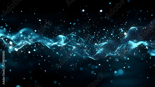 Wallpaper Mural Abstract Blue Energy Wave Flowing Across Dark Space with Sparkling Particles Torontodigital.ca