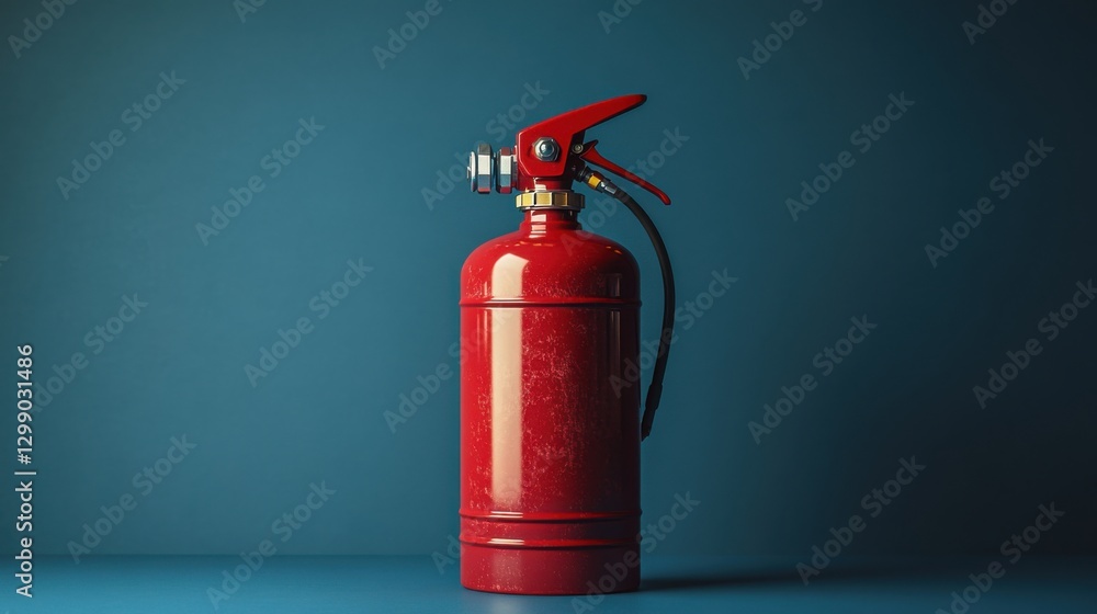 one red fire extinguisher isolated,studio background one red fire extinguisher isolated,studio background