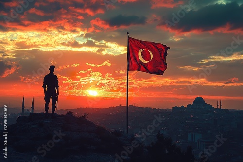 Victory Day in Turkey, August 30. Translation: Turkey's National Day and triumph celebration on August 30. Generative Ai