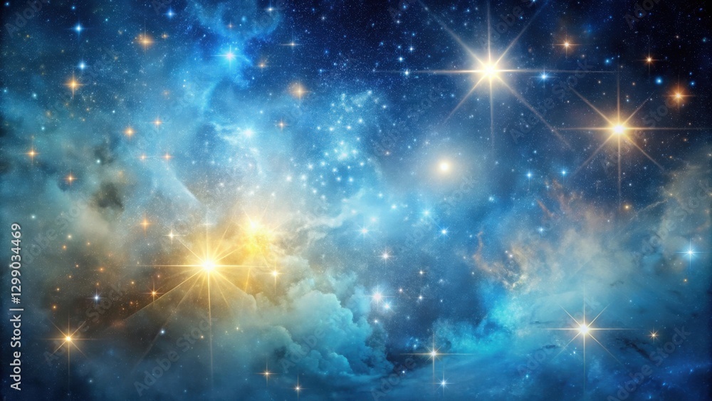 Fototapeta premium A Celestial Tapestry of Radiant Stars and Nebulous Clouds, Illuminating the Vast Expanse of the Cosmos