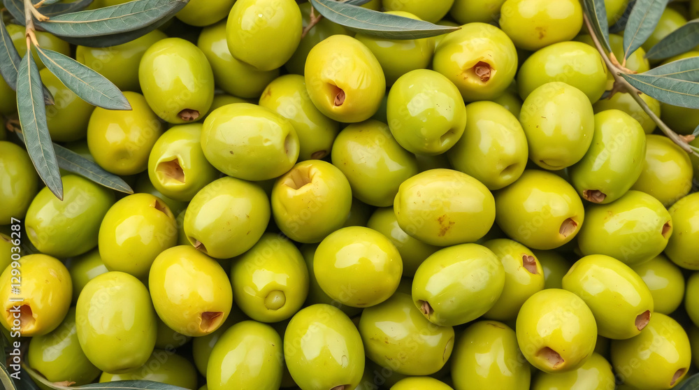 Green olives background full frame banner Green olives background full frame banner