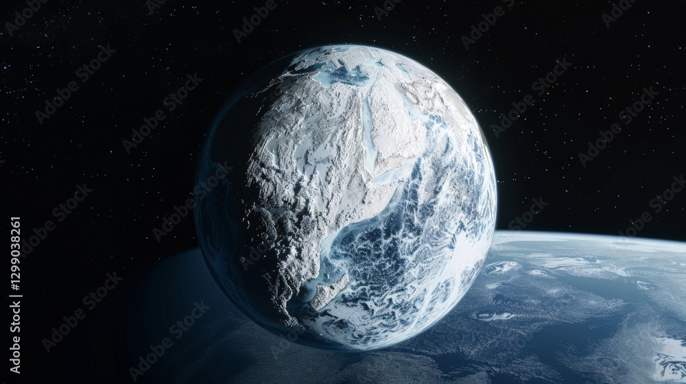 Fototapeta premium Earth with a detailed view of polar ice caps and their changes with