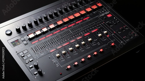 Studio Synthesizer Panel, Dark Background, Red Controls photo