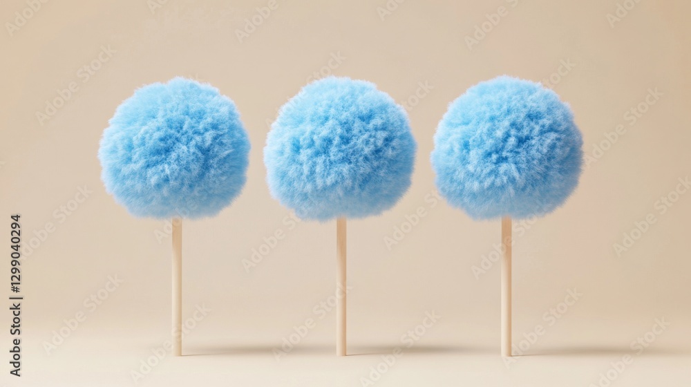 3D rendered blue fur balls, balanced with the rule of thirds 3D rendered blue fur balls, balanced with the rule of thirds