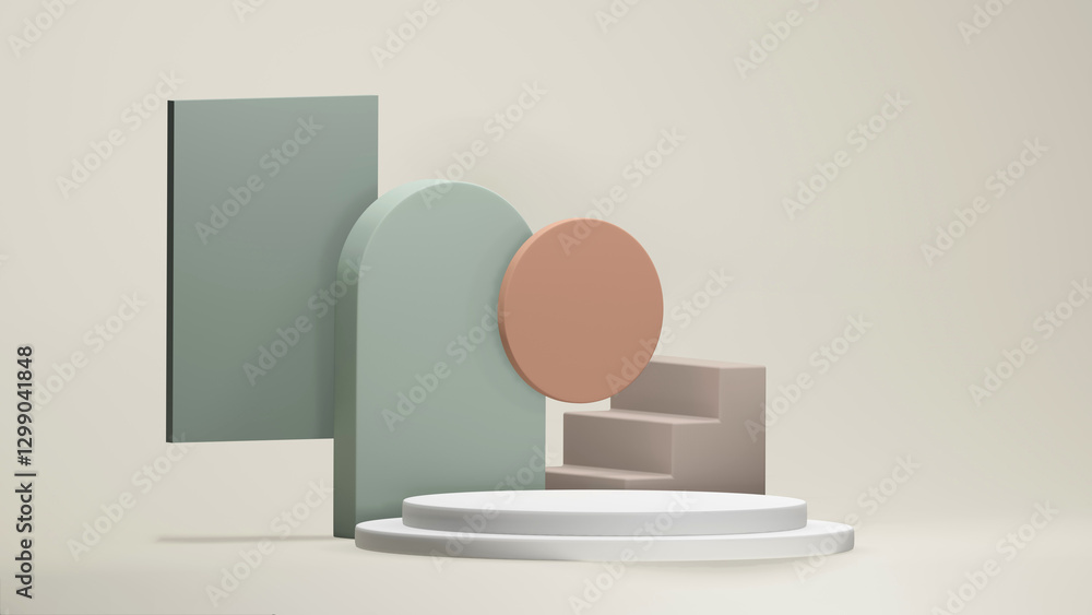 Green Orange 3D Geometric Prop Composition Podium Platform for Product Display Green Orange 3D Geometric Prop Composition Podium Platform for Product Display
