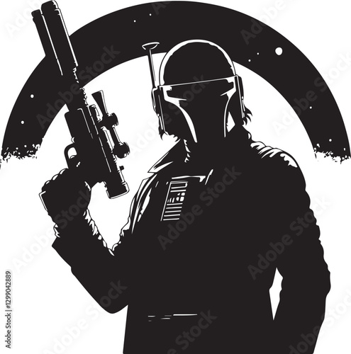 futuristic bounty hunter vector