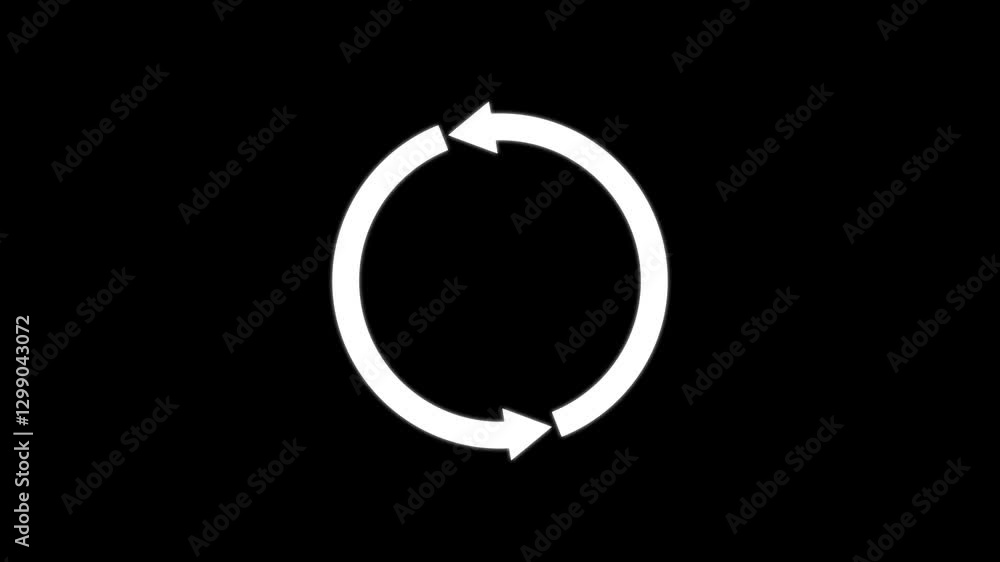 Refresh, Rotating circle or cycle symbol with two arrow animation. Update symbol or refresh sign. Refresh, Rotating circle or cycle symbol with two arrow animation. Update symbol or refresh sign.