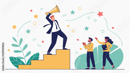 Wallpaper Mural Modern Flat Style Business Success and Achievement Illustration on Transparent Background
 Torontodigital.ca