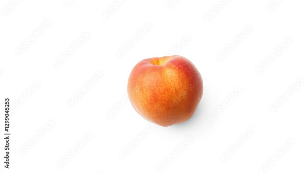 A single ripe peach, perfectly isolated on a pure white background, yellow, eating A single ripe peach, perfectly isolated on a pure white background, yellow, eating