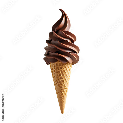 Delicious Chocolate Flavor Ice Cream Cone on Transparent Background for Sweet Designs