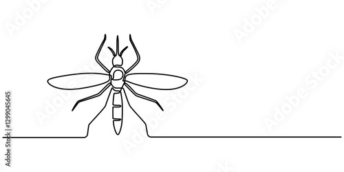 continuous line mosquito. mosquito drawn in one line. single line vector illustration, Mosquito one line continuous. Line art Mosquito isolated on transparent background. Hand drawn pro vector art.