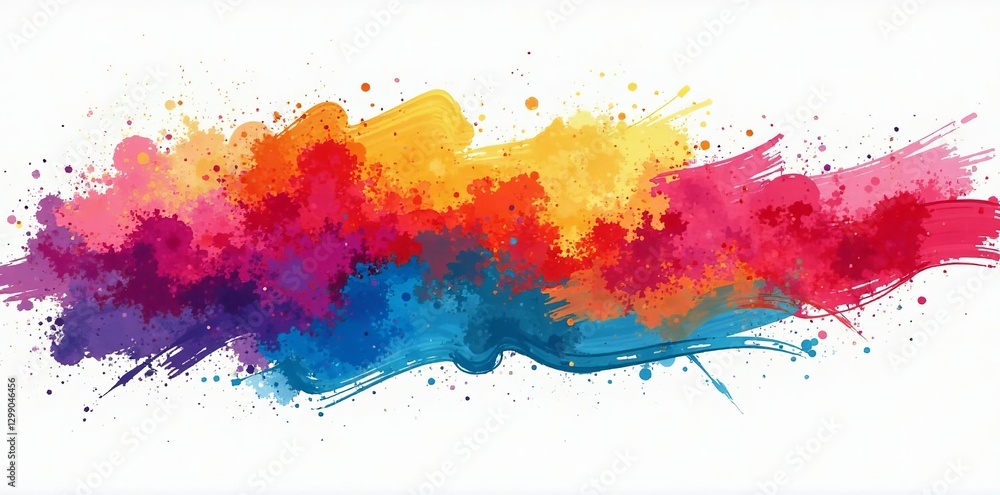 Obraz premium Abstract colorful vector brush strokes on white background, paint, vibrant