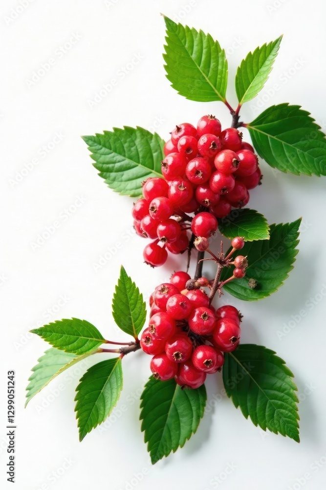 Fresh viburnum berries on white background with intricate details, nature, nature Fresh viburnum berries on white background with intricate details, nature, nature