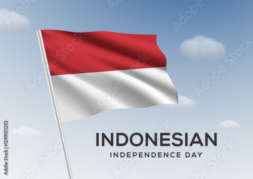 Indonesian Independence Day with blue sky vector
