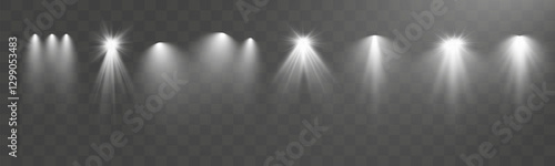 Empty stage with spotlights. Lighting devices on a transparent background.	

