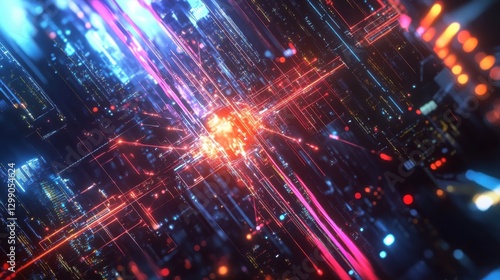 Wallpaper Mural Abstract business technology background with interconnected lines and nodes,creating a futuristic digital network or communication system concept. Torontodigital.ca