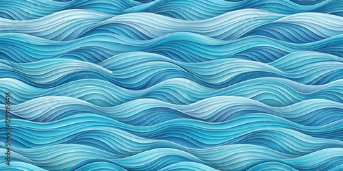 Abstract Layered Ocean Wave Pattern A Seamless Texture of Serene Blue Hues