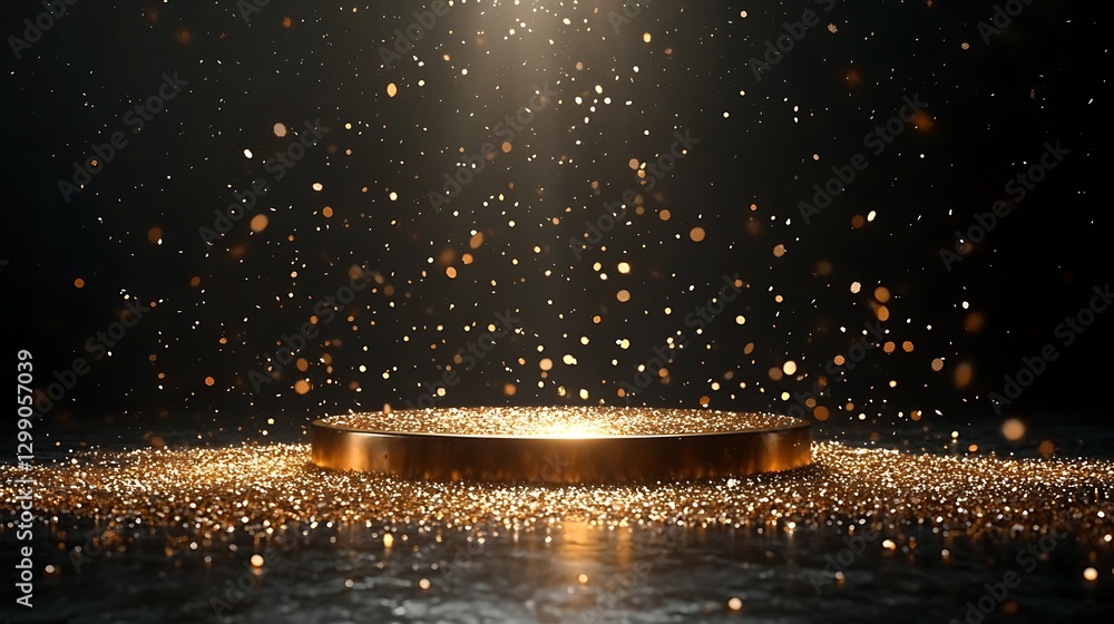 Naklejka premium a round podium with lights and confetti