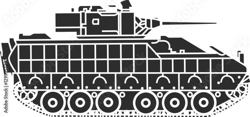 Military equipment silhouette black color M2 Bradley icon.