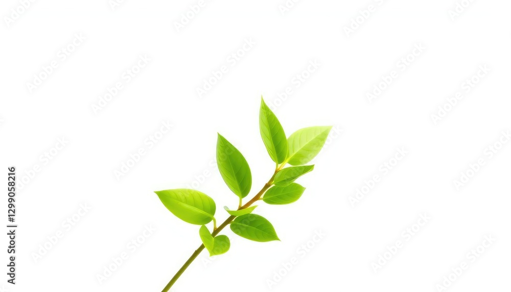Single vibrant green plant, isolated on pure white background, bright, isolated Single vibrant green plant, isolated on pure white background, bright, isolated