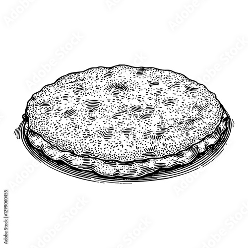 Close up Crispy Hashbrown Delicious Black and White Outline Line Art Drawing Engraving Style